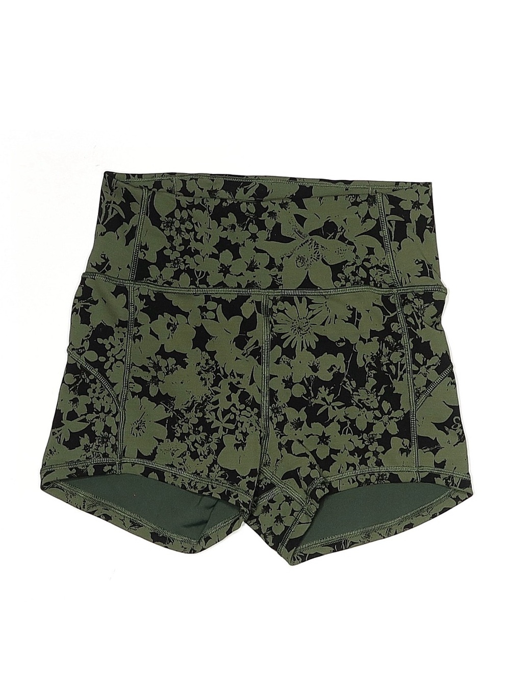 lululemon athletica Olive Green Floral High-Waist Athletic Shorts